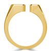 18K Gold Plated Emerald Green Signet Open Ring with Asscher Stone Accent
