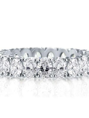 Oval Created White Sapphire Eternity Band - Sterling Silver Wedding Ring