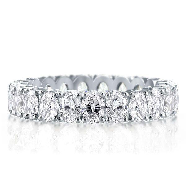 Oval Created White Sapphire Eternity Band - Sterling Silver Wedding Ring