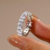 Oval Created White Sapphire Eternity Band - Sterling Silver Wedding Ring