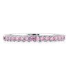Shared Prong Pink Sapphire Wedding Band in Sterling Silver