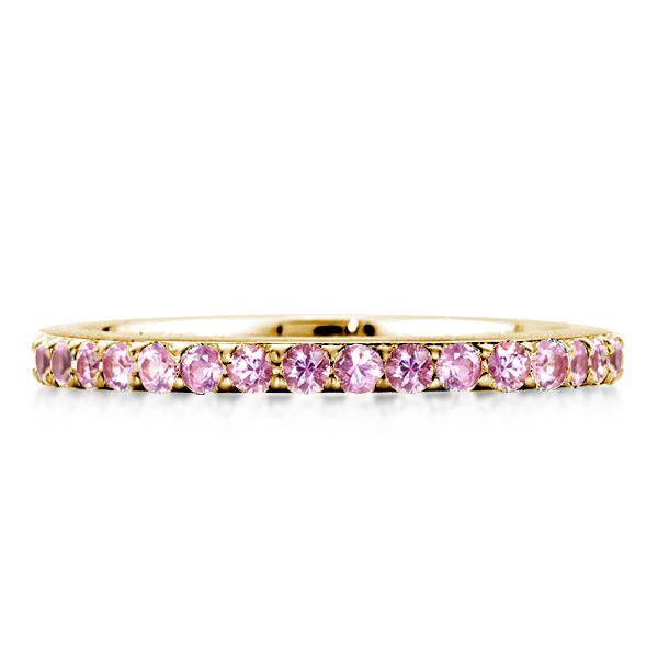 Shared Prong Pink Sapphire Wedding Band in Sterling Silver