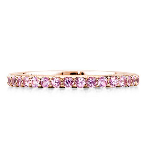 Shared Prong Pink Sapphire Wedding Band in Sterling Silver