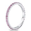 Shared Prong Pink Sapphire Wedding Band in Sterling Silver