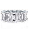 9.15 CT. TW. Eternity Double Prong Emerald Cut Wedding Band in Sterling Silver with White Sapphire