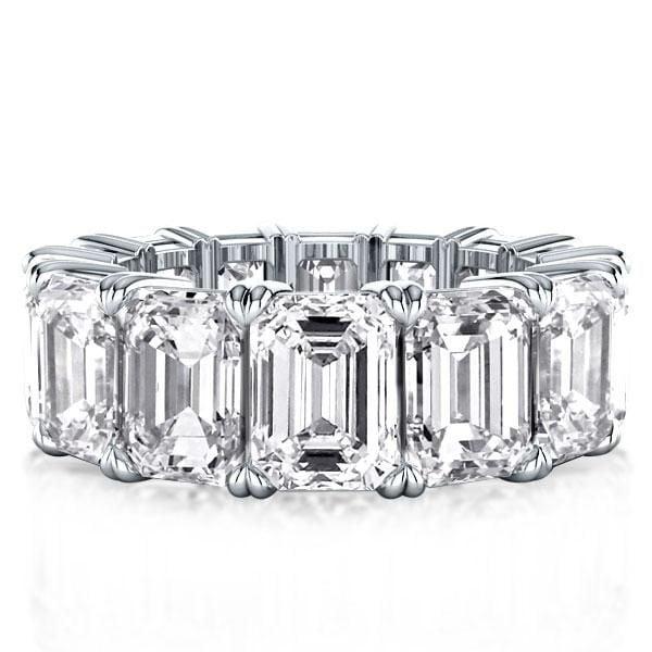9.15 CT. TW. Eternity Double Prong Emerald Cut Wedding Band in Sterling Silver with White Sapphire