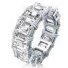 9.15 CT. TW. Eternity Double Prong Emerald Cut Wedding Band in Sterling Silver with White Sapphire