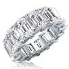 9.15 CT. TW. Eternity Double Prong Emerald Cut Wedding Band in Sterling Silver with White Sapphire