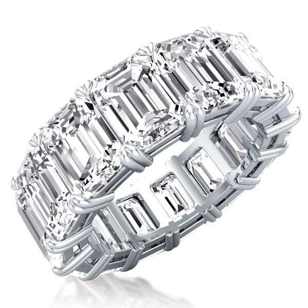 9.15 CT. TW. Eternity Double Prong Emerald Cut Wedding Band in Sterling Silver with White Sapphire