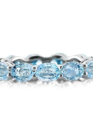 Aquamarine Ring - Sterling Silver Wedding Ring for Women - 4.35CT TW