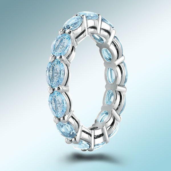 Aquamarine Ring - Sterling Silver Wedding Ring for Women - 4.35CT TW