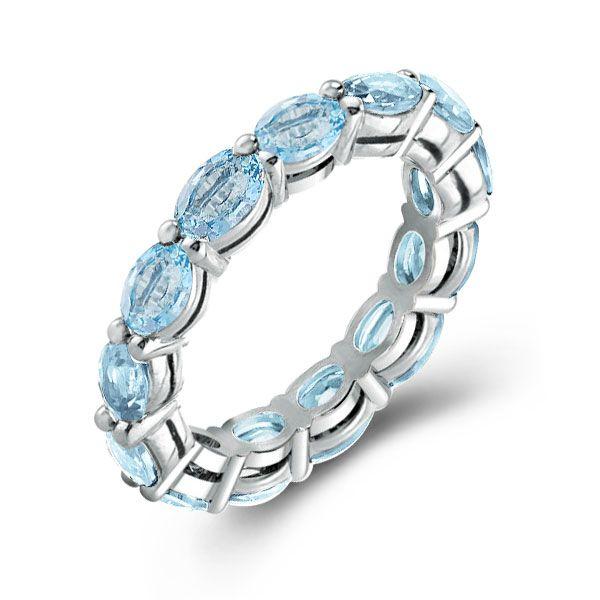 Aquamarine Ring - Sterling Silver Wedding Ring for Women - 4.35CT TW
