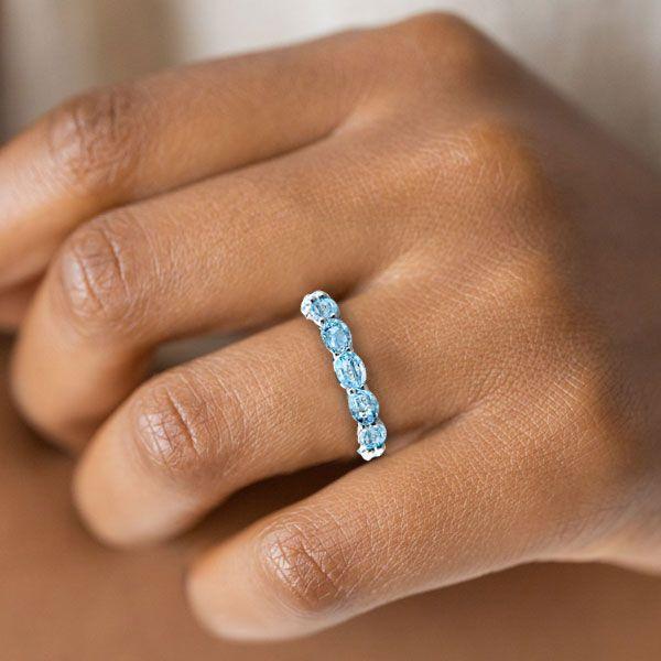Aquamarine Ring - Sterling Silver Wedding Ring for Women - 4.35CT TW