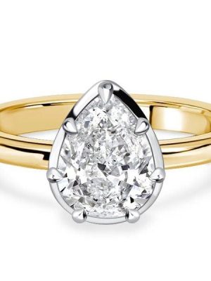 Sterling Silver Pear Cut Teardrop White Sapphire Engagement Ring