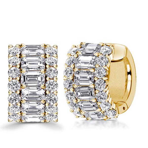 Emerald Cut Hoop Earrings - 18K Gold Plated Sterling Silver Bridal Jewelry
