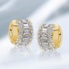 Emerald Cut Hoop Earrings - 18K Gold Plated Sterling Silver Bridal Jewelry