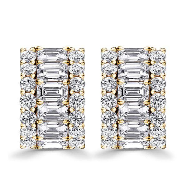 Emerald Cut Hoop Earrings - 18K Gold Plated Sterling Silver Bridal Jewelry