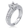 Princess Cut 3.11 CT. TW. Sterling Silver Diamond Engagement Ring Set
