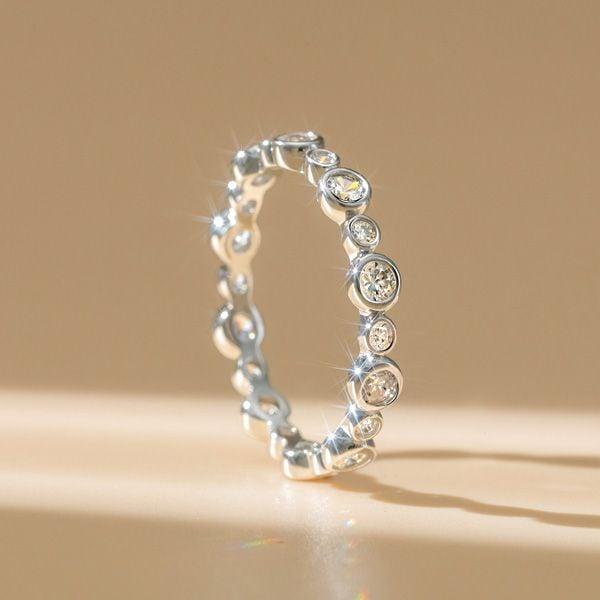 0.78 CT. TW. Round Cut Eternity Band Ring, Bezel Set in 925 Sterling Silver
