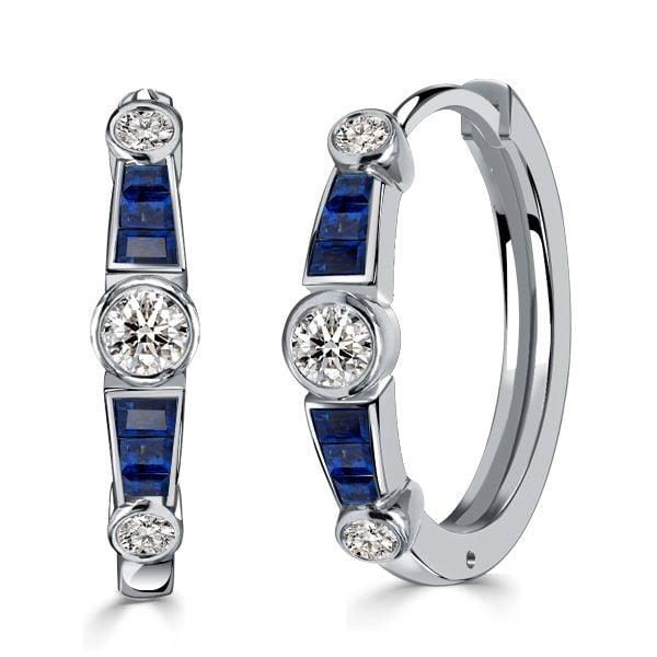 Vintage Bezel Setting Hoop Earrings for Women in 925 Sterling Silver