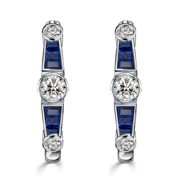 Vintage Bezel Setting Hoop Earrings for Women in 925 Sterling Silver