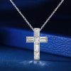 Sterling Silver Baguette Cut Cross Pendant Necklace with Bezel Setting