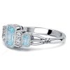 Vintage Style Emerald Cut Aquamarine Ring with Milgrain Bezel Setting in Sterling Silver