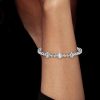 Rhodium Plated 925 Sterling Silver Floral Round Cut Wedding Bracelet