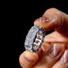 Radiant Cut Sterling Silver Wedding Band with Double Prong Setting