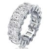 Radiant Cut Sterling Silver Wedding Band with Double Prong Setting