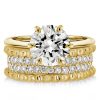 18K Gold Plated Sterling Silver Solitaire Bridal Ring Set with Rope Design
