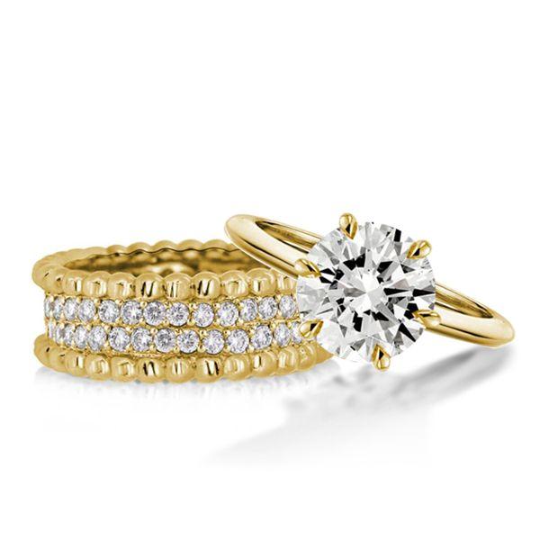 18K Gold Plated Sterling Silver Solitaire Bridal Ring Set with Rope Design