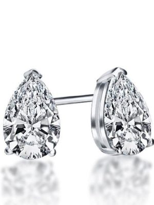 Pear-Shaped Created White Sapphire Stud Earrings in Sterling Silver