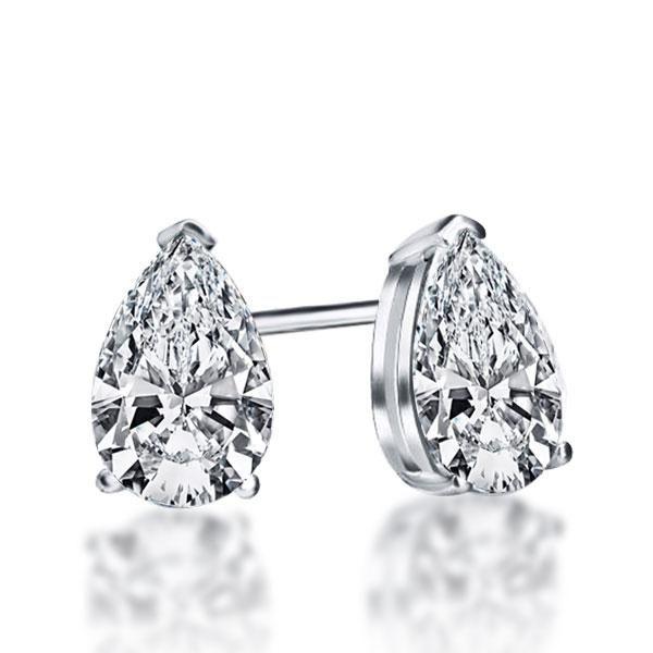 Pear-Shaped Created White Sapphire Stud Earrings in Sterling Silver