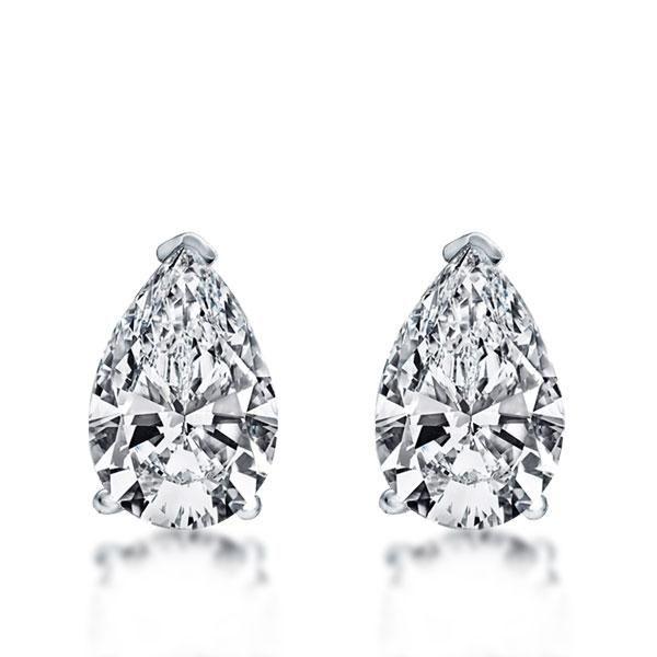 Pear-Shaped Created White Sapphire Stud Earrings in Sterling Silver