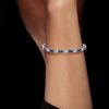 Blue Sapphire Tennis Bracelet - Round & Baguette Cut, Sterling Silver