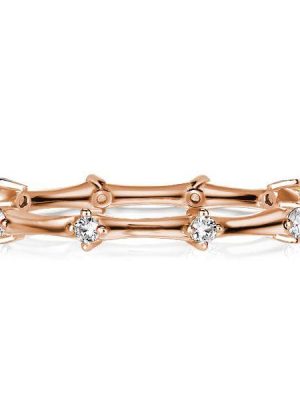 Dainty Rose Gold Eternity Wedding Band - 18K Rose Gold Plated Sterling Silver, 0.15 CTW