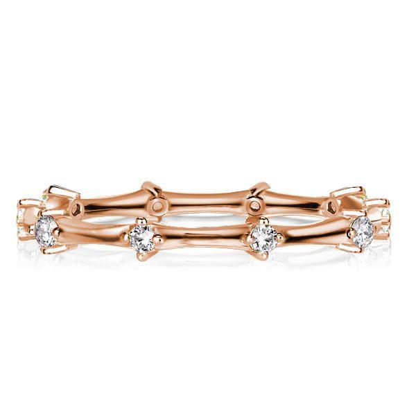 Dainty Rose Gold Eternity Wedding Band - 18K Rose Gold Plated Sterling Silver, 0.15 CTW