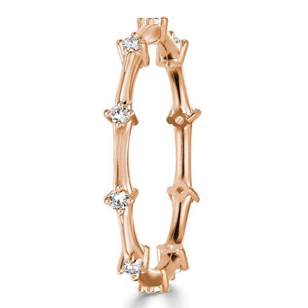 Dainty Rose Gold Eternity Wedding Band - 18K Rose Gold Plated Sterling Silver, 0.15 CTW
