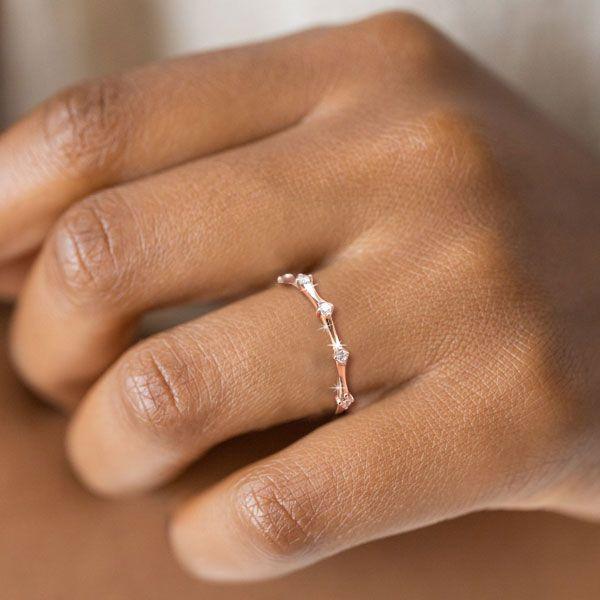Dainty Rose Gold Eternity Wedding Band - 18K Rose Gold Plated Sterling Silver, 0.15 CTW