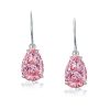 Pink Pear Cut Drop Earrings for Women in Rhodium Plated 925 Sterling Silver