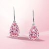 Pink Pear Cut Drop Earrings for Women in Rhodium Plated 925 Sterling Silver