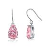 Pink Pear Cut Drop Earrings for Women in Rhodium Plated 925 Sterling Silver