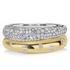 Double Band White Sapphire Ring - 925 Sterling Silver Anniversary Band