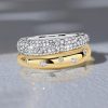 Double Band White Sapphire Ring - 925 Sterling Silver Anniversary Band