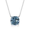 Blue Topaz Cushion Cut Solitaire Earrings & Necklace Set - Sterling Silver