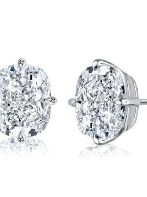 Cushion Cut Solitaire Stud Earrings in Rhodium Plated Sterling Silver (8.00 CT. TW.)
