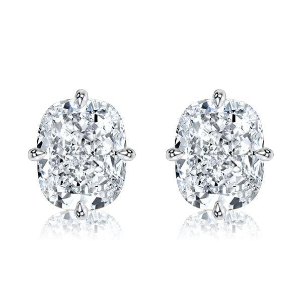 Cushion Cut Solitaire Stud Earrings in Rhodium Plated Sterling Silver (8.00 CT. TW.)