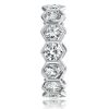 Hexagon Halo Round Cut Sterling Silver Wedding Band Ring - 4.00 CT. TW.