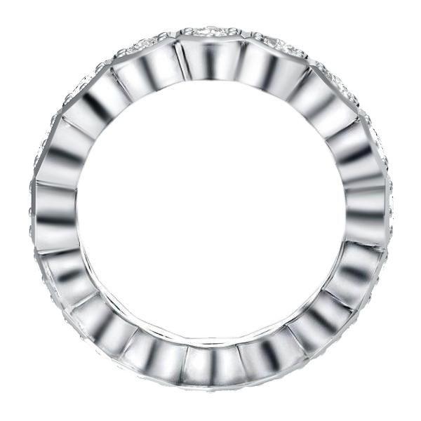 Hexagon Halo Round Cut Sterling Silver Wedding Band Ring - 4.00 CT. TW.